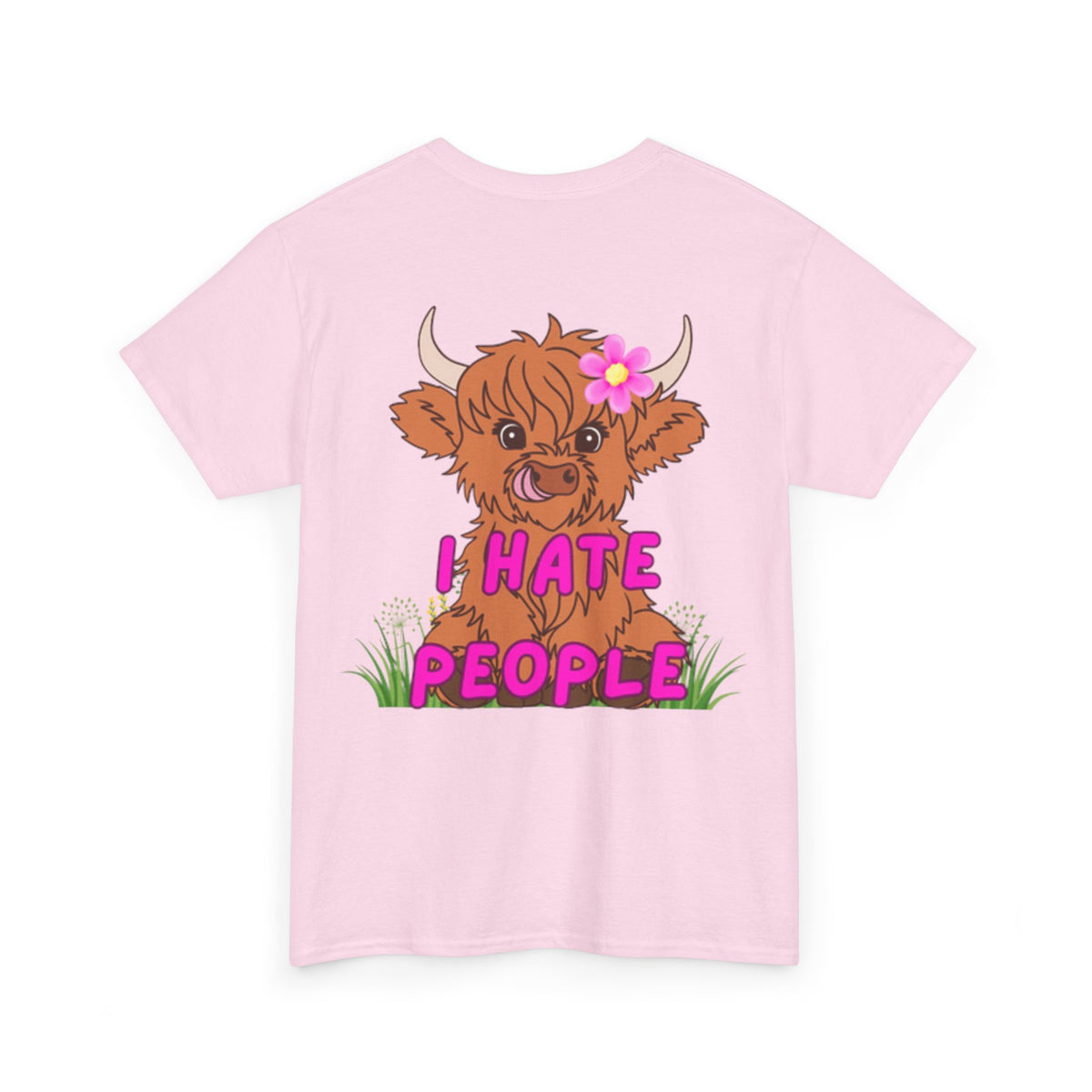 Highland Cow Graphic Tee - I Hate People - Unisex Heavy Cotton T-Shirt