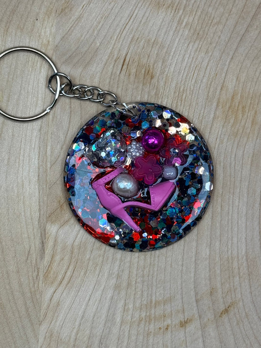 Junked Round keyring - black/red