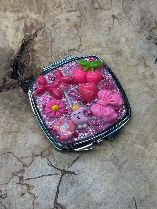 Pink Glitz pre-made compact mirror