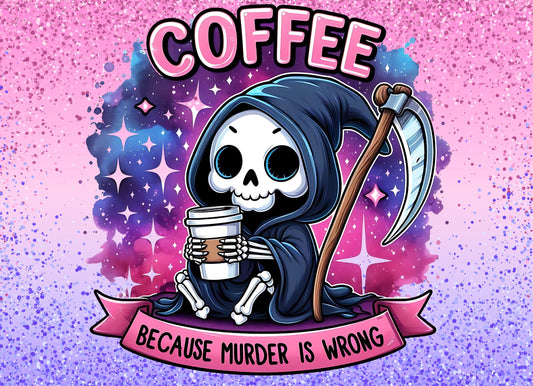 "Coffee because murder is wrong" cutting board